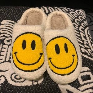 Smiley fuzzy slippers
